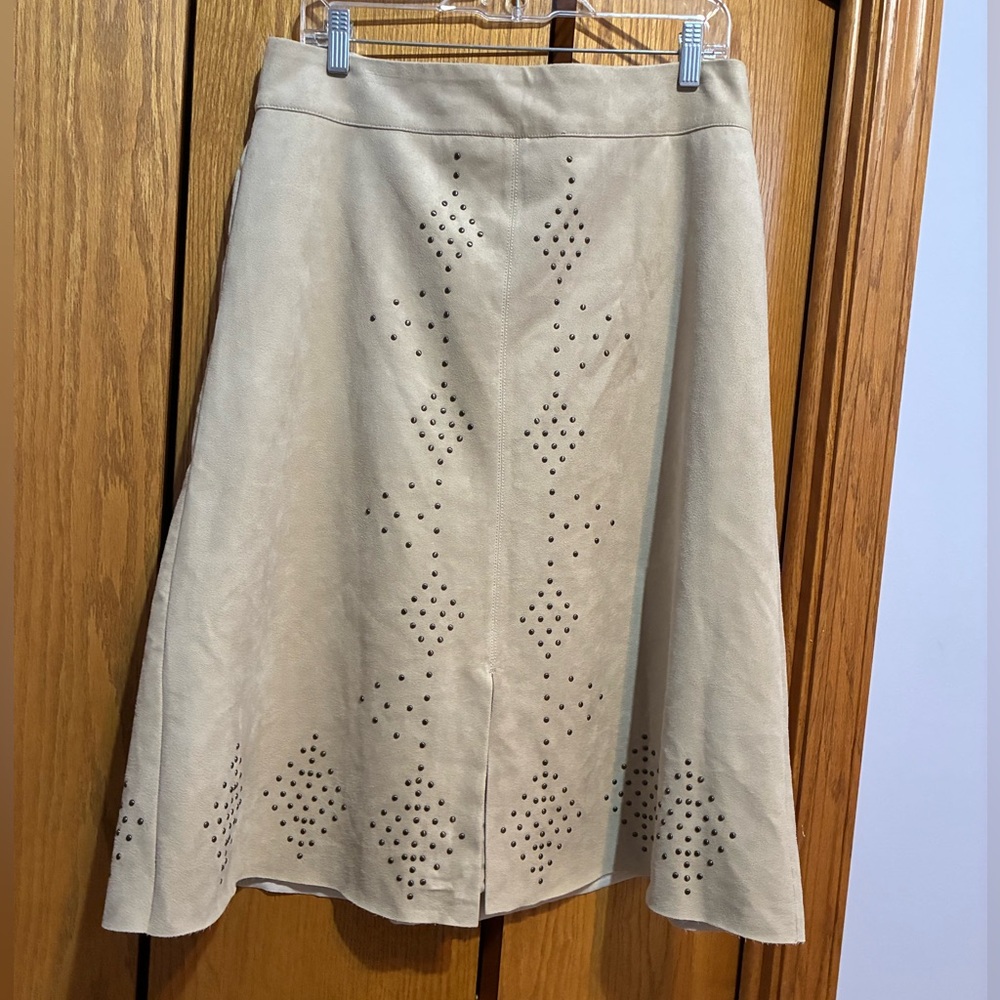 Chico's Beige A-Line Skirt with Stud Details